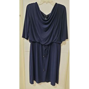 NWT Soho Apparel Women Dress Size XL Black Drawstring Elastic Waist Draped Neck‎